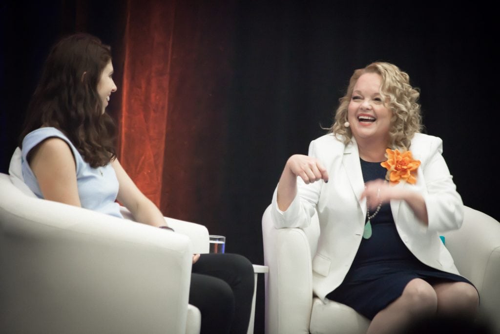 Valorie having fun on stage